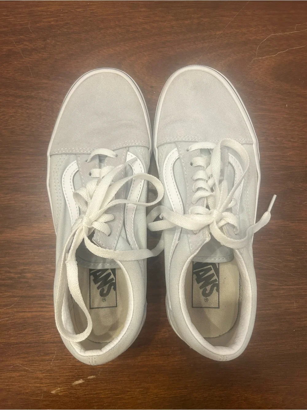 Vans Men's Low-Top Lace-Up Sneakers in Light Gray/Blue and White